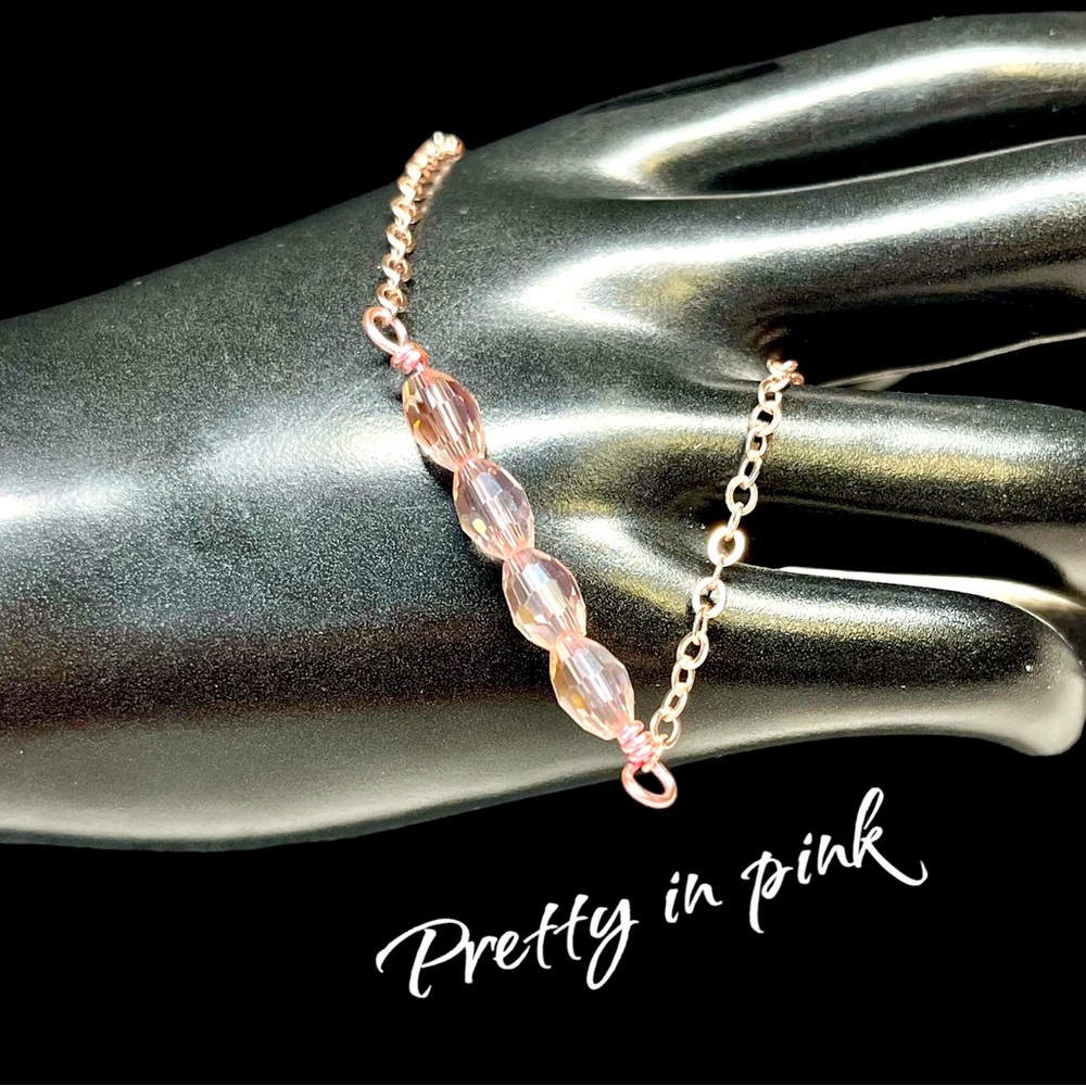 Pretty Swarovski and pink chain bracelet